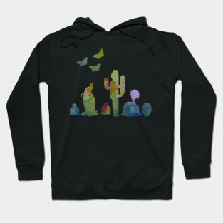 cacti, cat and butterflies Hoodie